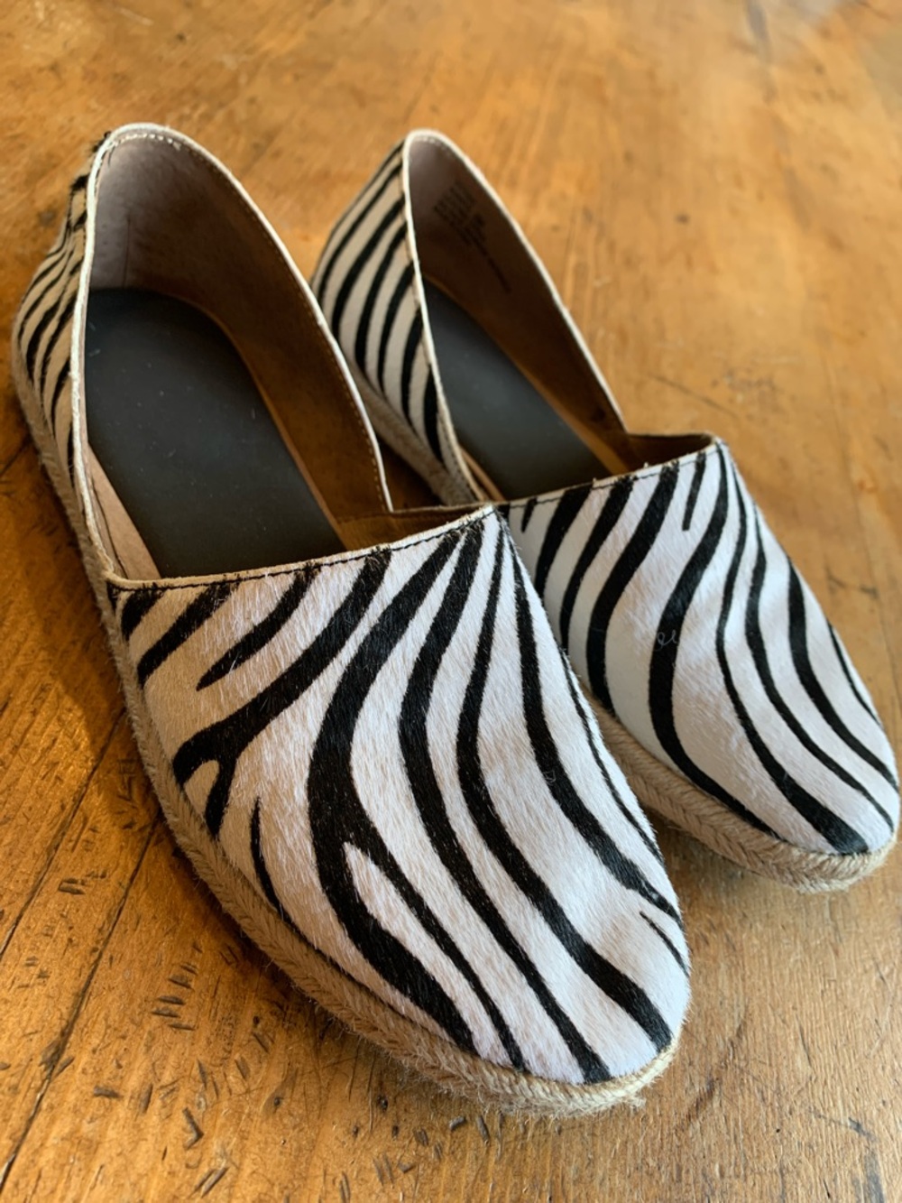 Adam Tucker Black and White Zebra Espadrille Flats